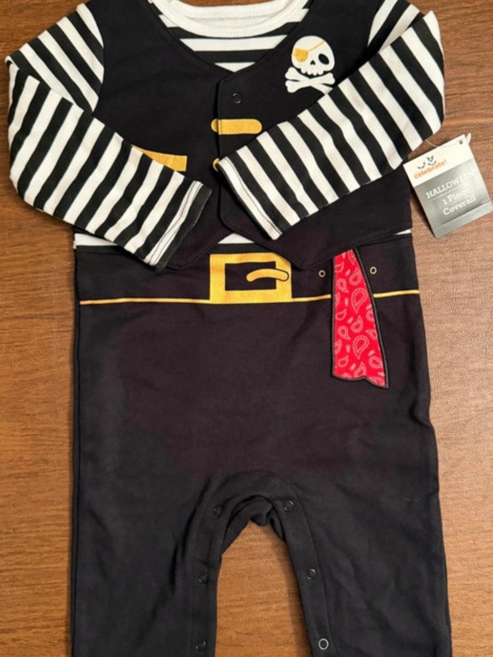 Halloween Pirate One-Piece Romper - Black and White
